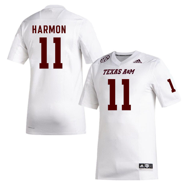 Men #11 Deuce Harmon Texas A&M Aggies College Football Jerseys Stitched Sale-White - Click Image to Close